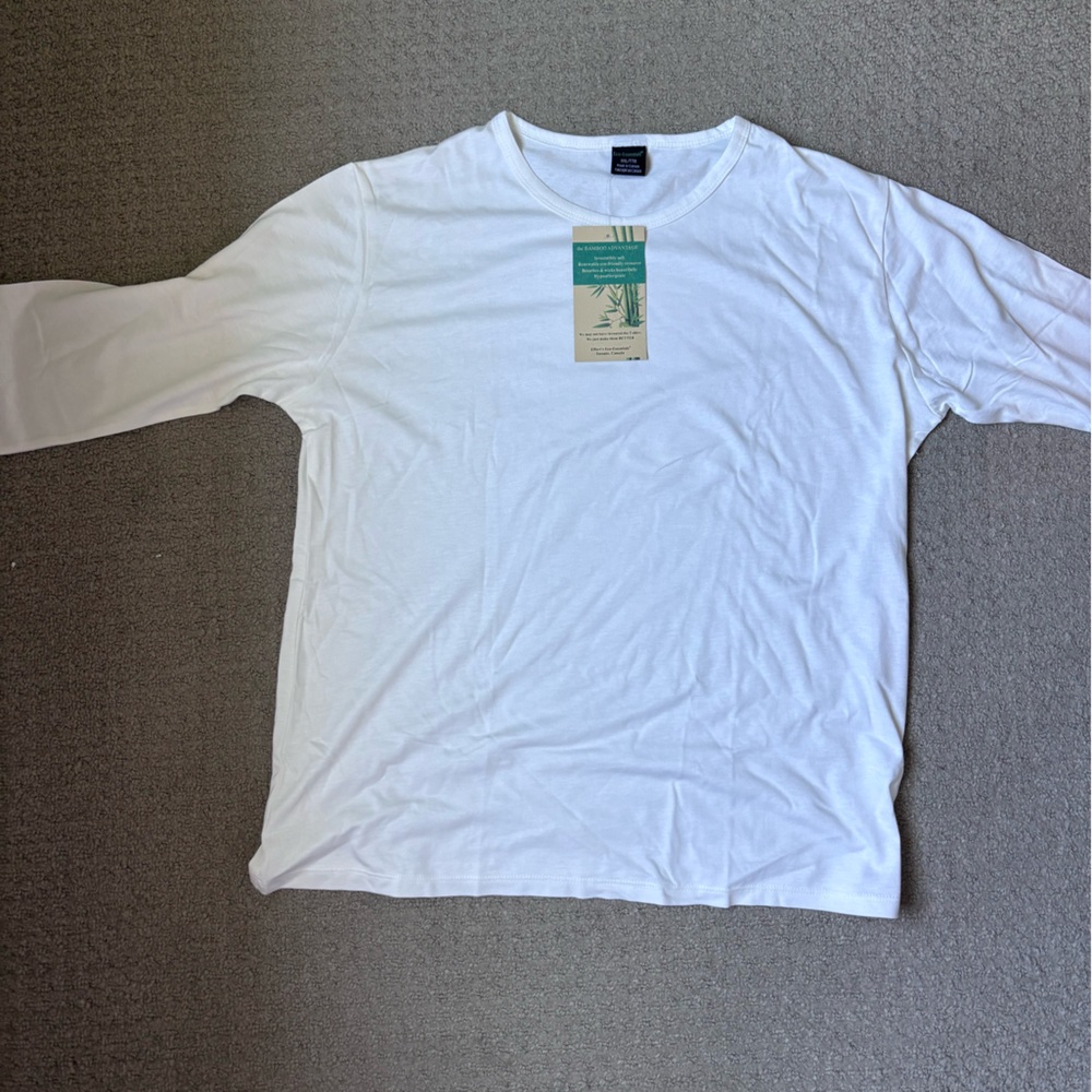 White Long Sleeve Crew Neck Tee